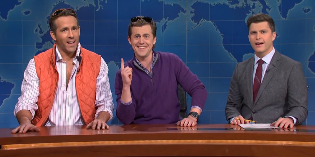 Ryan Reynolds and Alex at Colin Jost SNL Weekend Update