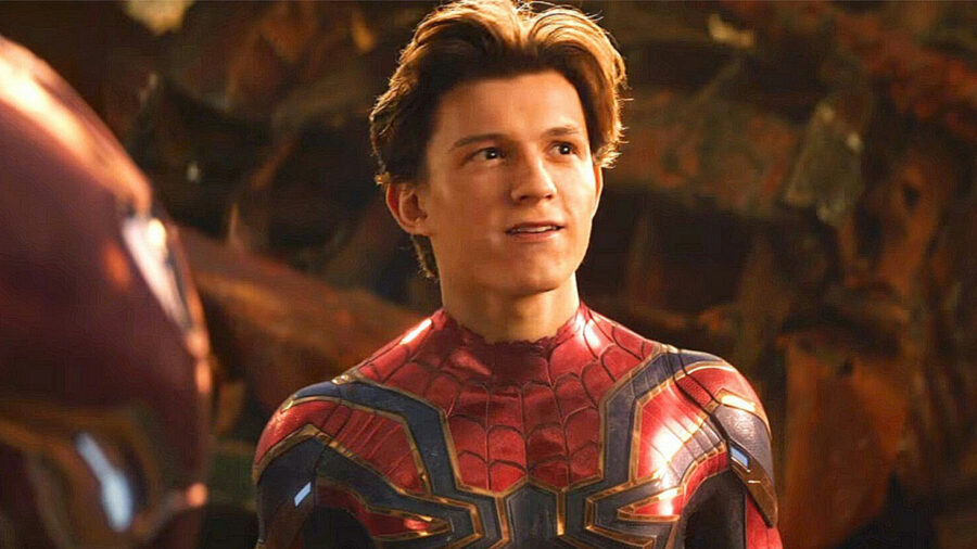 Tom Holland as Spider-Man wearing Iron Spider suit