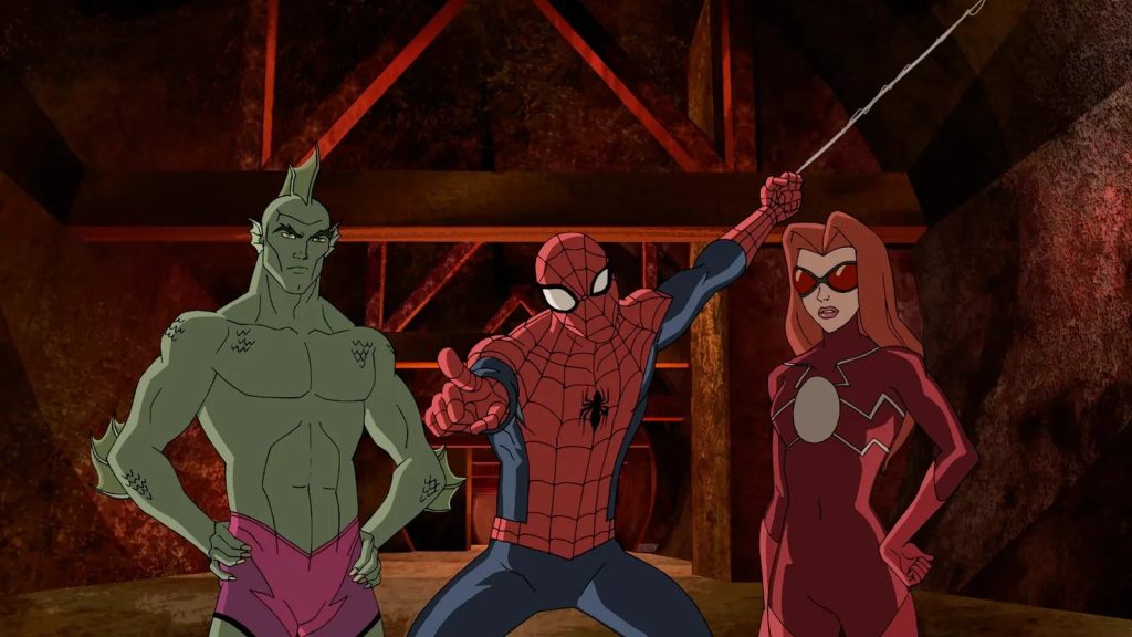 Triton, Spider-Man, and Madame Web in Marvel's Ultimate Spider-Man vs. The Sinister 6 DISNEY XD/GETTY IMAGES
