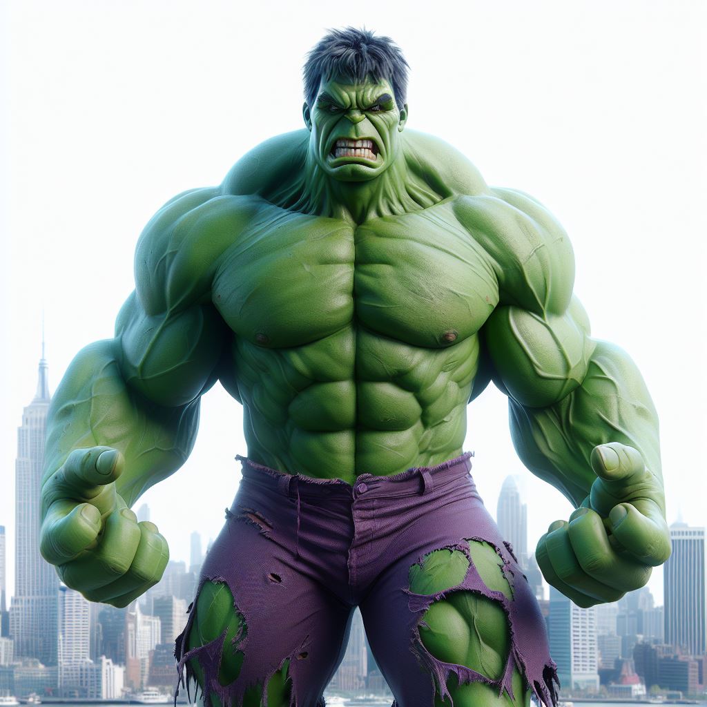 A photo of Marvel's Hulk, angry